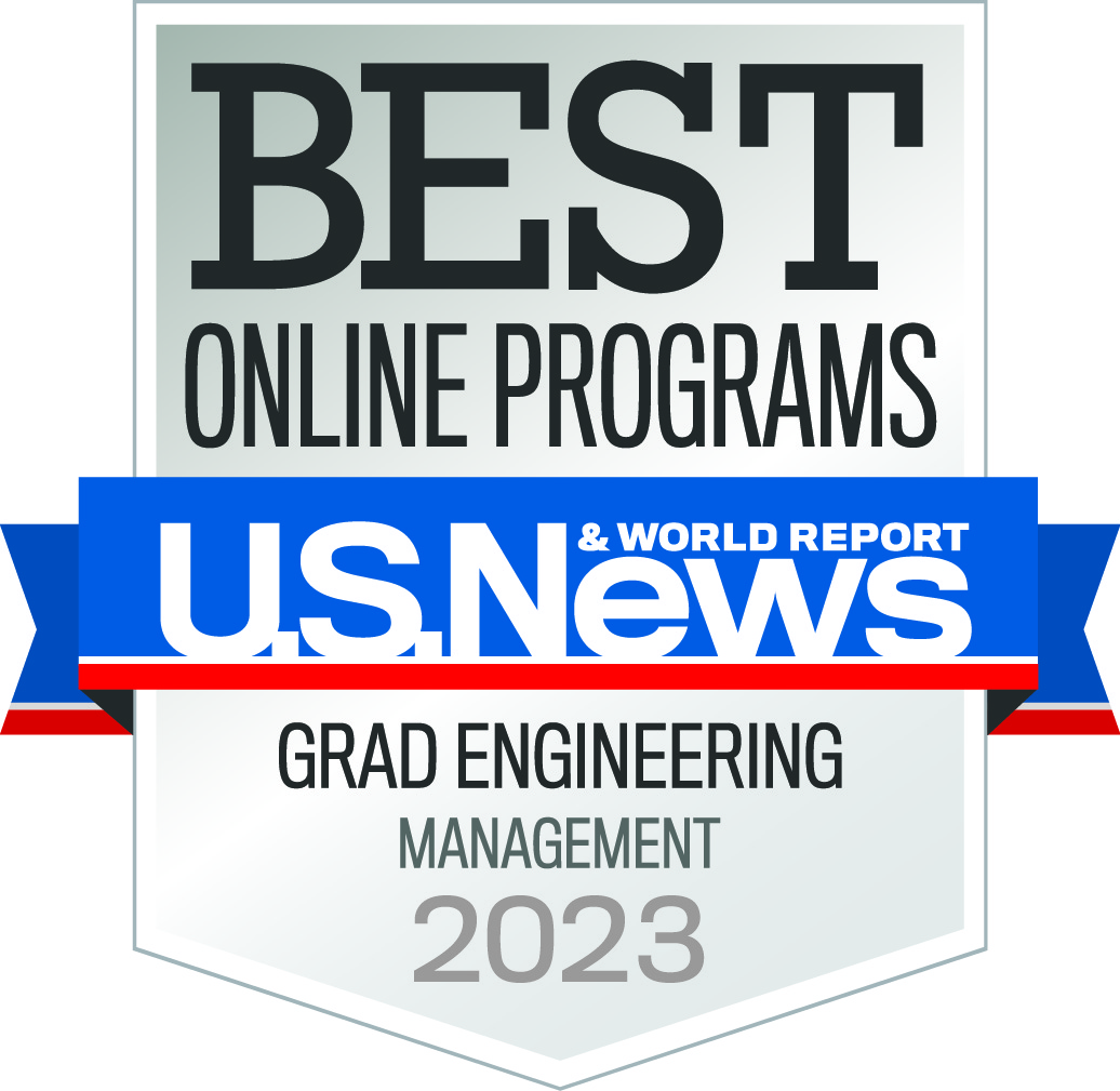 US News & World Report Best Online Programs Grad Engineering Management 2023 Badge